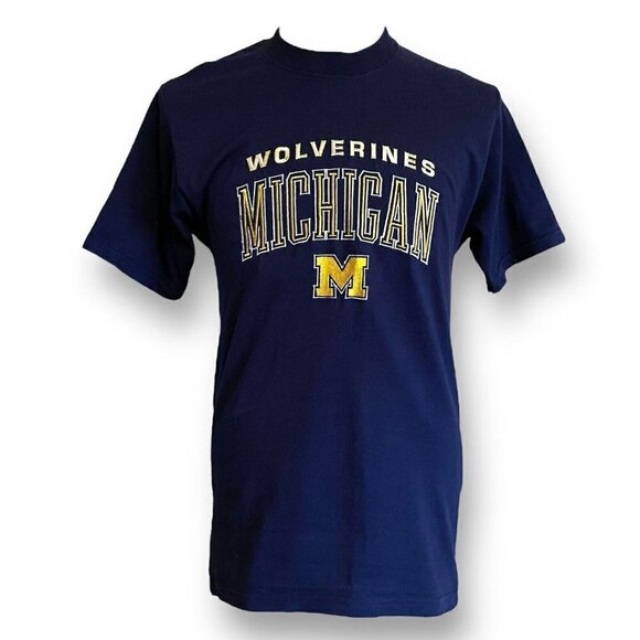 Vintage 1990s Pro Player Michigan Wolverines Tshirt Mens M Navy Blue Embroidered - Picture 1 of 8